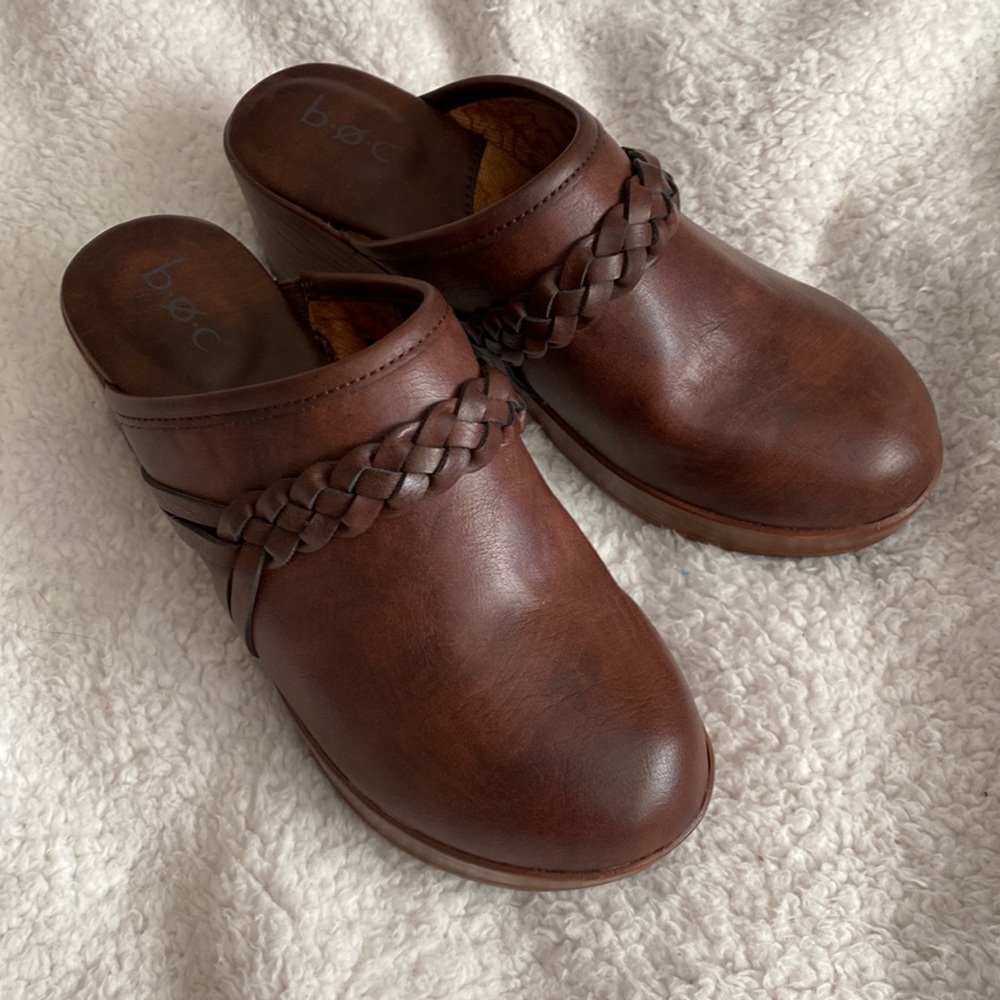 Brown Leather Clogs for Women